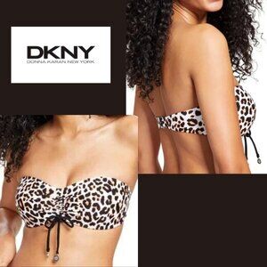 DKNY Women's Cheetah Bandeau Bikini Top NWT Sz S